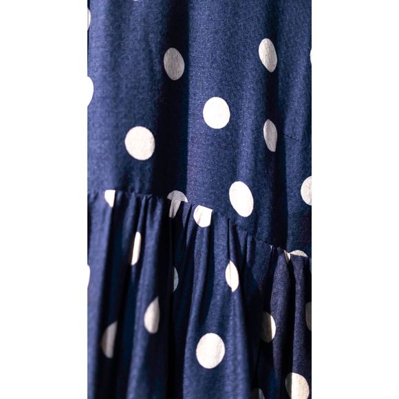 Free People Polka Dot Mini Dress with bell sleeves Navy and white sz xs - Picture 9 of 10